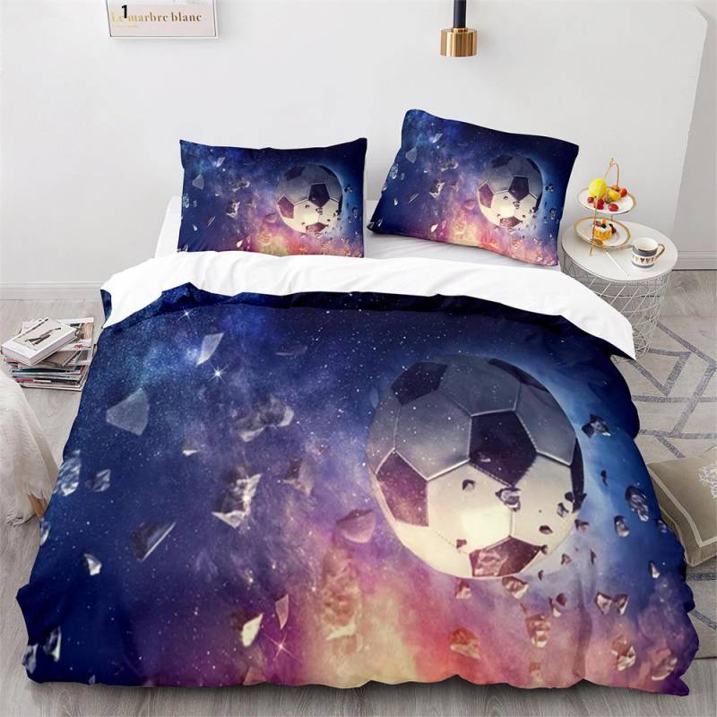 Fußball Bettbezug Set Fußball Sport Galaxie Hintergrund Polyester Bettdeckenbezug King Queen Twin Full Size Für Kinder Jungen Mädchen EU single(135x200cm) von Joom DACH