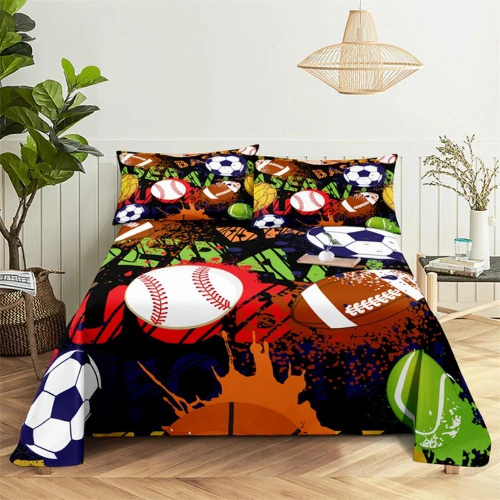 Fußball Bettlaken Set Cartoon Digitaldruck Polyester Bettlaken und Kissenbezug 2/3-teilig Bettwäsche für Jungen Teenager Kind 110X230cm(2Pcs) von Joom DACH