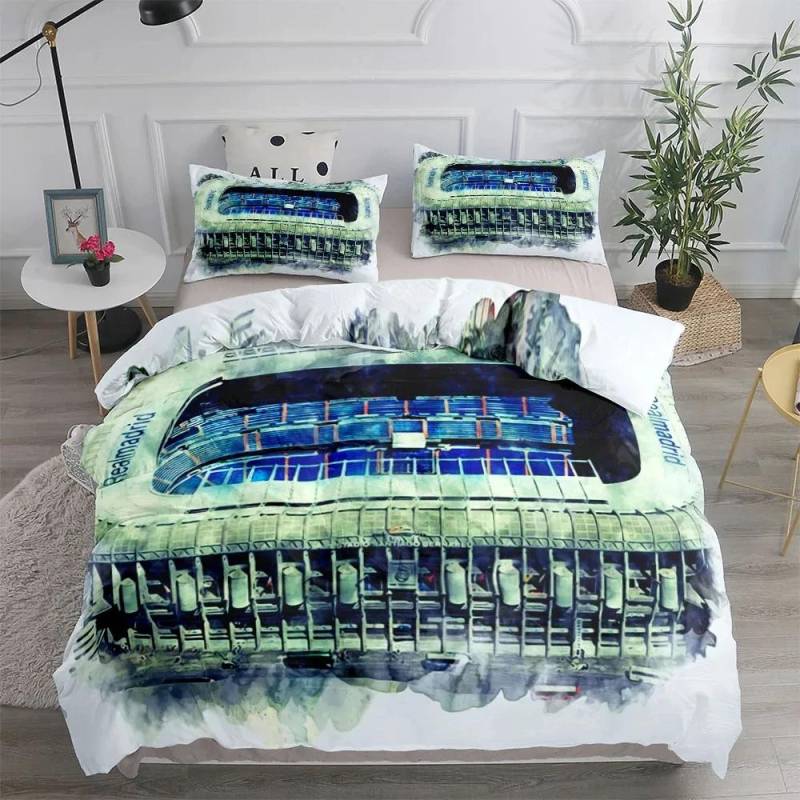 Fußballstadion Silhouette Poster Bettbezug Set UK Einzel Doppel Queen King US Twin Full King Größe Bettwäsche Set EU single(135x200cm) von Joom DACH