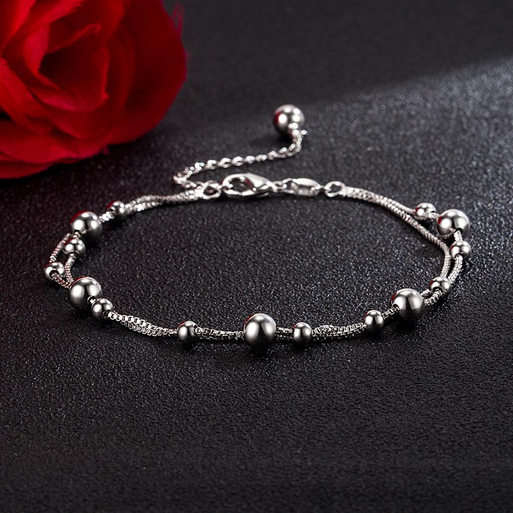 Fußkettchen aus 100 % 925er Sterlingsilber für Damen, minimalistisches Perlen-Ketten-Ketten-Fußkettchen, Sommer-Charm-Schmuck, Strand-Fuß-Accessoires 28CM von Joom DACH