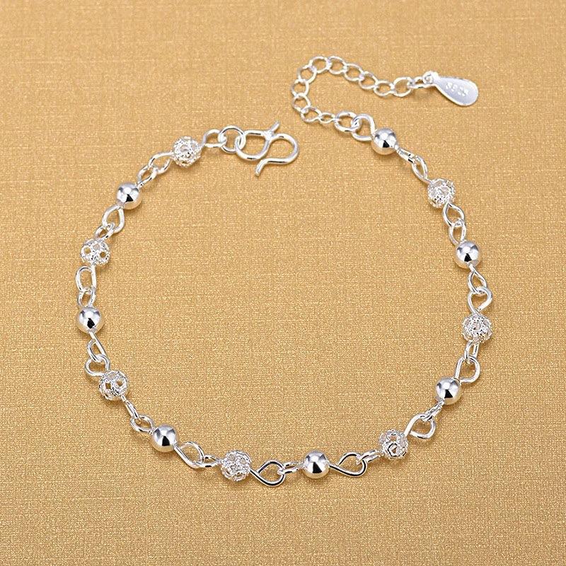 Fußkettchen aus echtem Silber, 925, modischer Silberschmuck, Hohlperlen, Fußkettchen für Frauen, Mädchen, Freund, Fuß, Barfuß, Bein, Schmuck, Geschenke von Joom DACH
