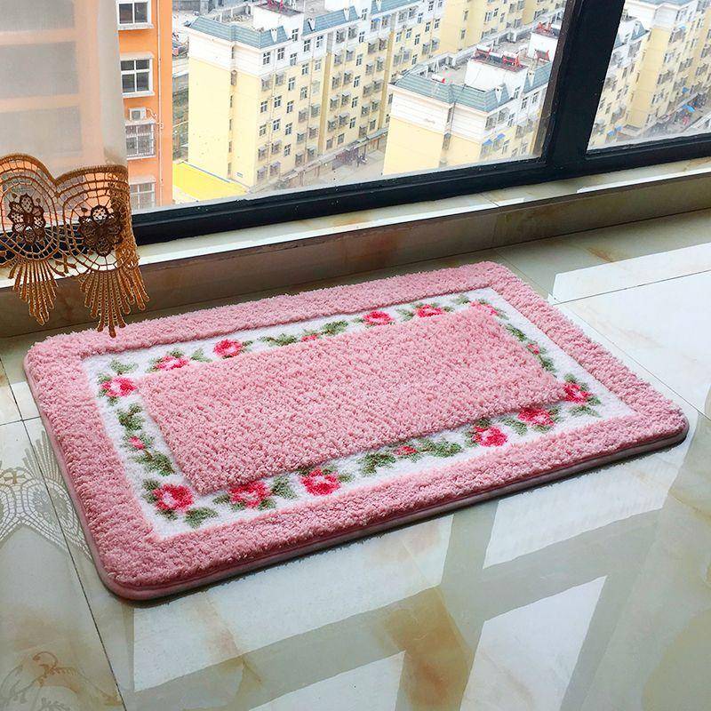 Fußmatte Türmatte Badezimmer Saugfähiges Badezimmer Rutschfeste Fußmatte Balkon Küche Schlafzimmer Matte Haushalt 40*60cm rosa von Joom DACH
