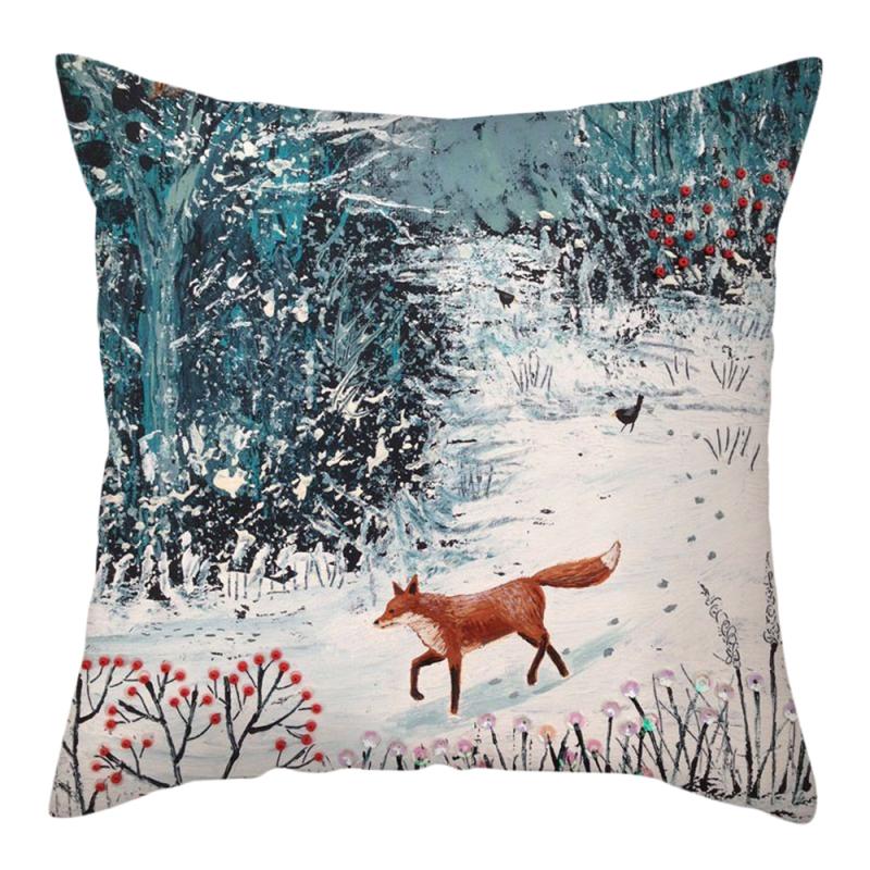 Fuwatacchi Frohe Weihnachten Kissenbezug Tiere Hirsch Kissenbezug Weiche Kissen Hause Dekorative Für Sofa Kissen Fall 45x45cm von Joom DACH