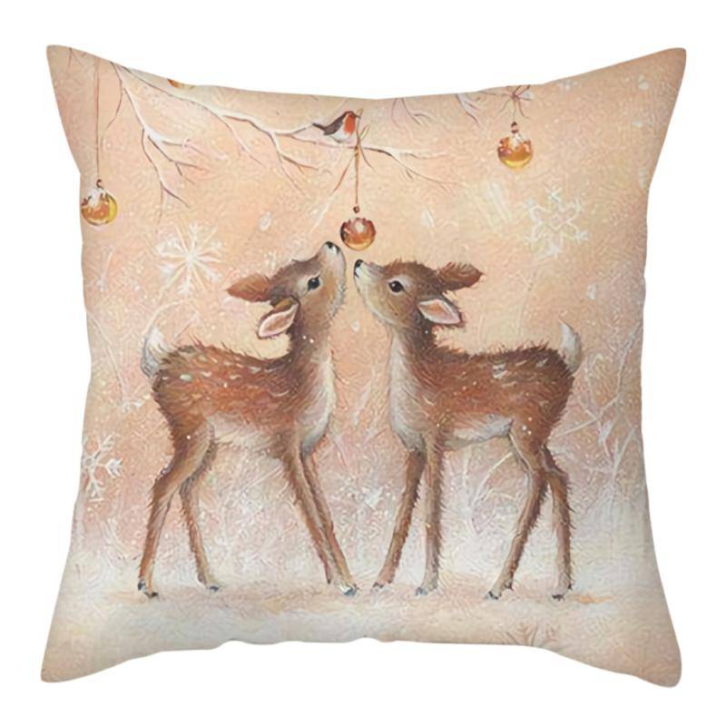 Fuwatacchi Frohe Weihnachten Kissenbezug Tiere Hirsch Kissenbezug Weiche Kissen Hause Dekorative Für Sofa Kissen Fall 45x45cm von Joom DACH