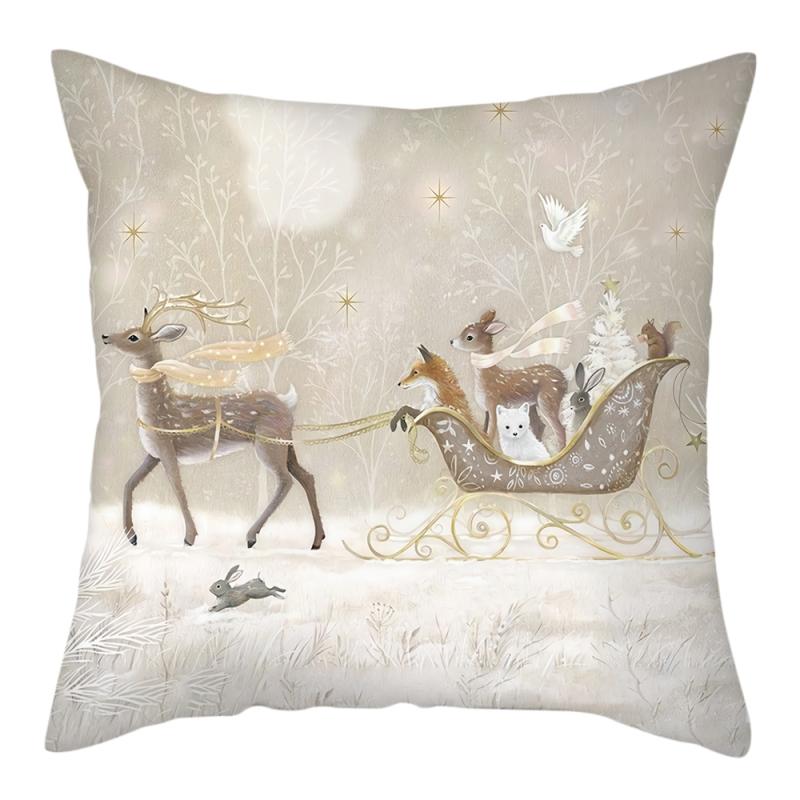 Fuwatacchi Frohe Weihnachten Kissenbezug Tiere Hirsch Kissenbezug Weiche Kissen Hause Dekorative Für Sofa Kissen Fall 45x45cm von Joom DACH