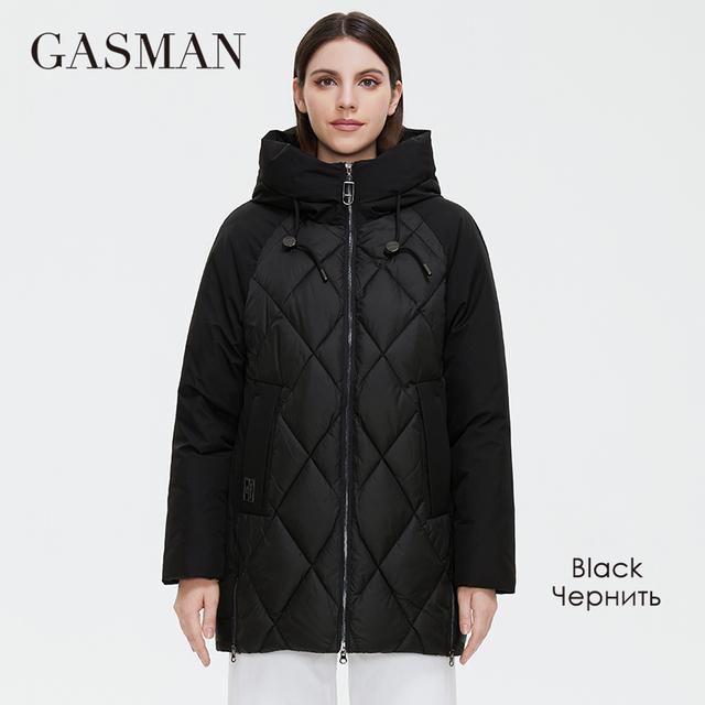 GASMAN 2021 Winter-Daunenjacken-Kollektion Fashion Solid Stehkragen Damenmantel Eleganz Oversize-Kapuzenjacken für Damen 8198 5XL schwarz von Joom DACH