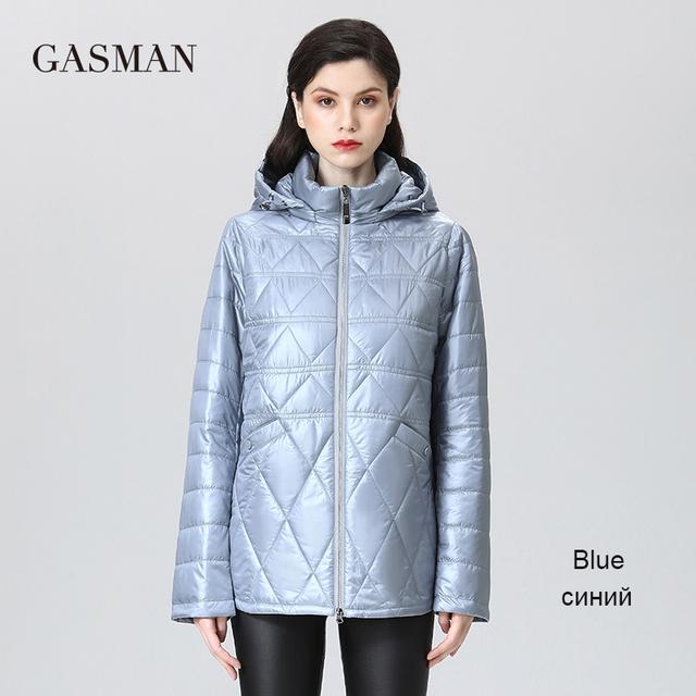 GASMAN 2022 NEUE Frühling Herbst Jacken Kurze mode zipper Frauen mantel Leichte warme frauen jacke Mit Kapuze outwear 81071 XXL blau von Joom DACH