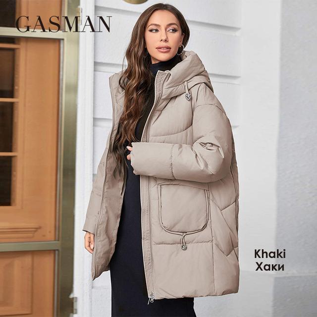 GASMAN 2023 Mode Mit Kapuze Parkas frauen Plus Größe Casual Mit Kapuze Tasche Frauen Unten Jacke Weiblichen Mantel Outwear 83367 5XL khaki von Joom DACH