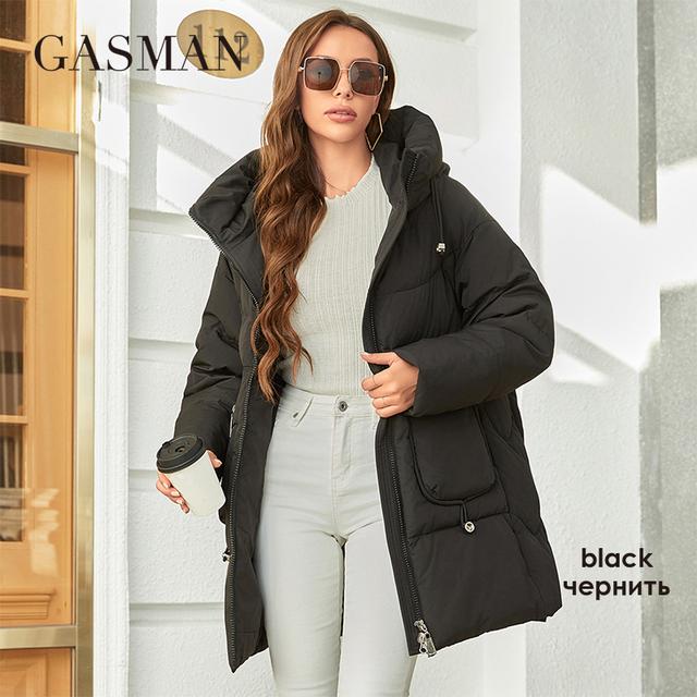GASMAN 2023 Mode Mit Kapuze Parkas frauen Plus Größe Casual Mit Kapuze Tasche Frauen Unten Jacke Weiblichen Mantel Outwear 83367 5XL schwarz von Joom DACH