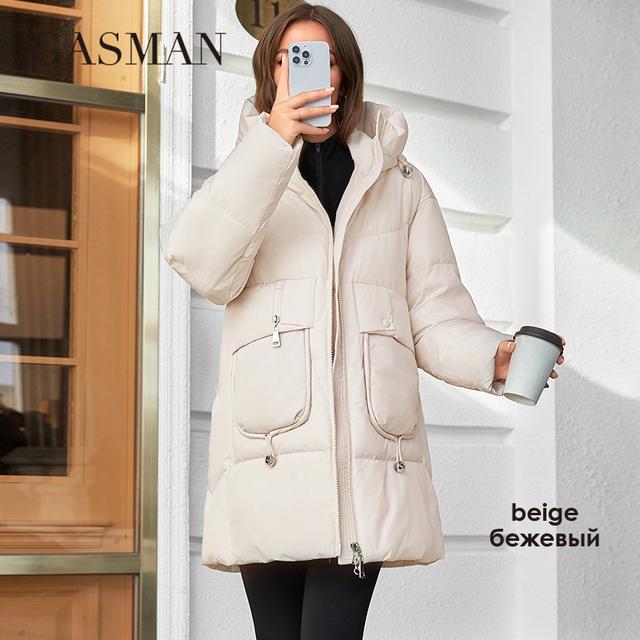 GASMAN 2023 Mode Mit Kapuze Parkas frauen Plus Größe Casual Mit Kapuze Tasche Frauen Unten Jacke Weiblichen Mantel Outwear 83367 XXL beige von Joom DACH
