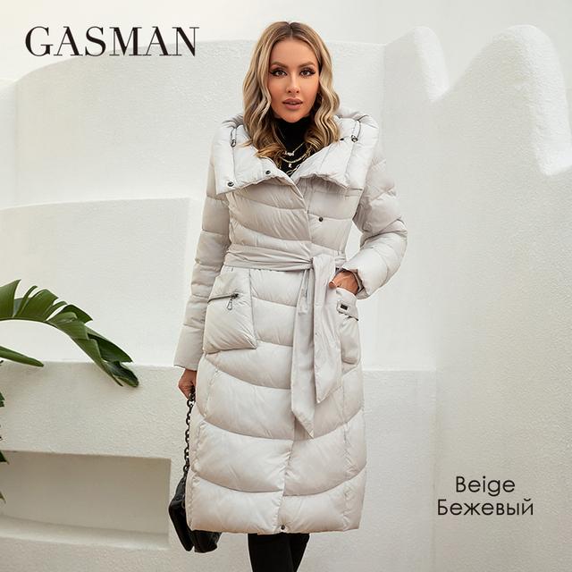 GASMAN 2023 Mode Parkas frauen Casual Mit Kapuze Tasche Gürtel Frauen Unten Jacke Weibliche Mäntel Outwear 82032 2XL beige von Joom DACH
