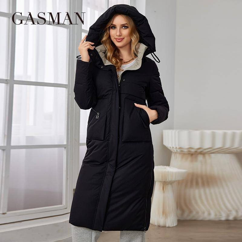 GASMAN 2023 Neue frauen Winter Jacke Lange Mit Kapuze Mäntel Frau Mode Warme Parkas Marke Hohe Qualität Weibliche Unten Jacken 83287 S schwarz von Joom DACH