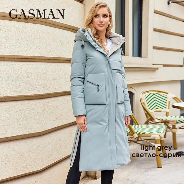 GASMAN 2023 Neue frauen Winter Jacke Lange Mit Kapuze Mäntel Frau Mode Warme Parkas Marke Hohe Qualität Weibliche Unten Jacken 83287 XXL hellgrau von Joom DACH