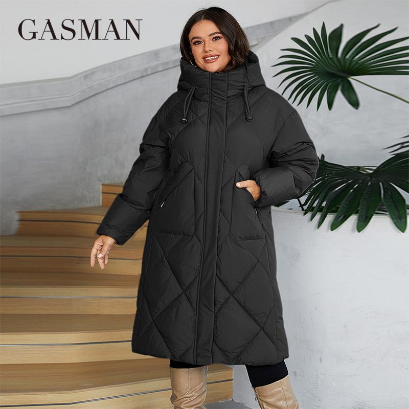 GASMAN 2024 Damen Winterjacke Übergröße L-6XL Damenmantel Markenmode Dicker Baumwolle Winddichter Parka mit Kapuze 88609 6XL schwarz von Joom DACH