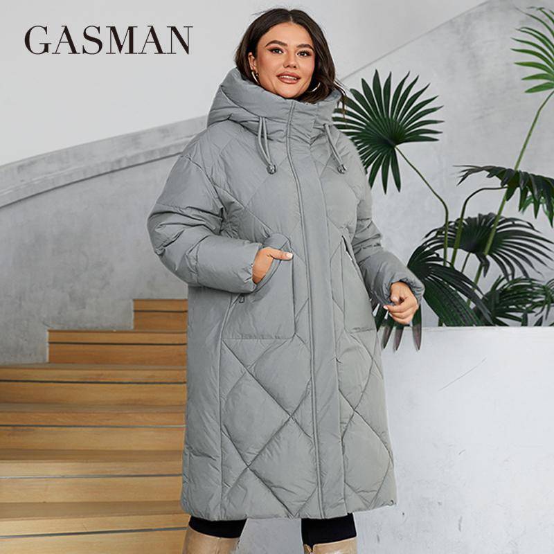 GASMAN 2024 Damen Winterjacke Übergröße L-6XL Damenmantel Markenmode Dicker Baumwolle Winddichter Parka mit Kapuze 88609 XL grau von Joom DACH