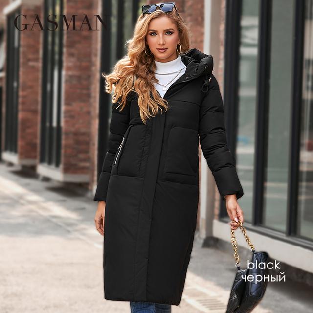 GASMAN Damen-Wintermäntel, modisch, lange Kapuze, verdickte warme Daunenjacke, lässig, multifunktionale Tasche, Damenparka GM-82257 XXL schwarz von Joom DACH