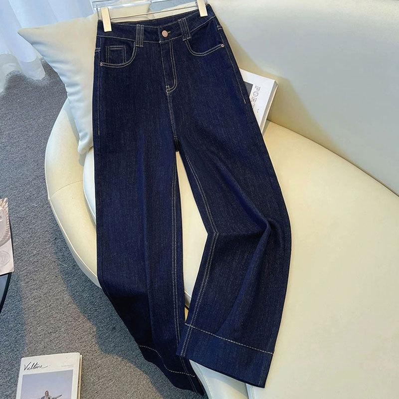 GMXIA Damen Jeans Gerade Birnenförmig Lockeres Bein Design Leder Marke High Waist All-Match Bodenlange Hose XXL von Joom DACH