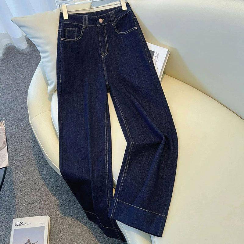 GMXIA Damen Jeans Gerade Birnenförmig Lockeres Bein Design Leder Marke High Waist All-Match Bodenlange Hose XXL von Joom DACH