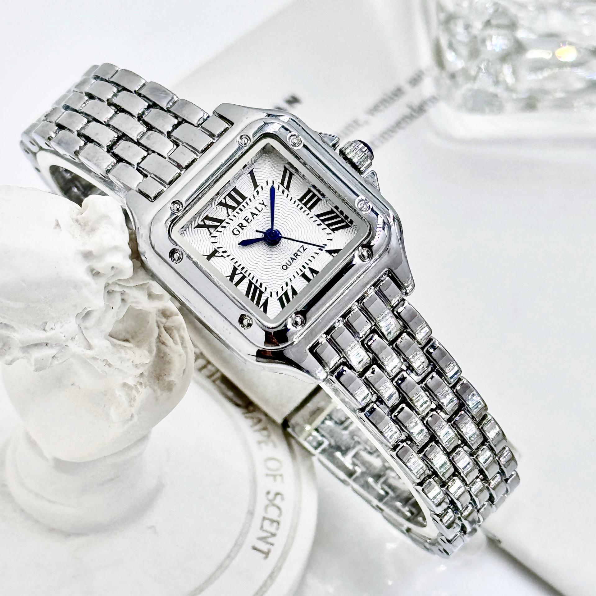 GREALY Damen Klassische Retro Quadratische Wasserdichte Diamant Quarz Uhr von Joom DACH