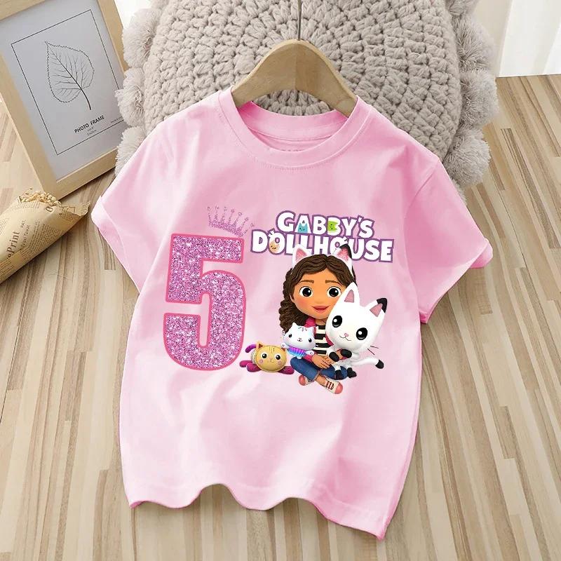 Gabby Girl Cartoon Puppenhaus T-Shirt 2025 Sommer Kinder Freizeit T-Shirt Kindermode Bedruckte Kleidung Anime Niedliches Oberteil 110 von Joom DACH