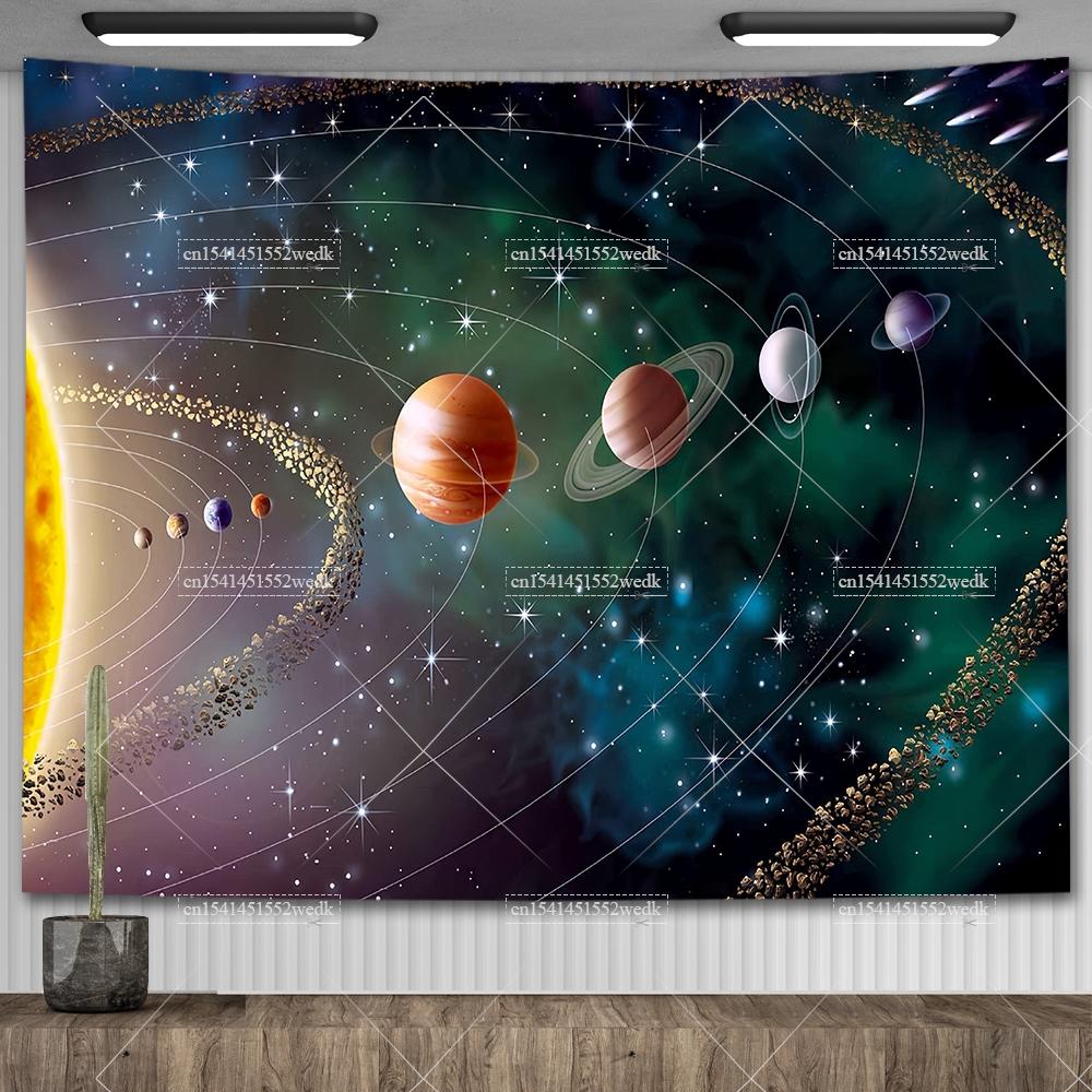 Galaxie Universum Planeten Wandteppich Sonnensystem Wandbehang Kinderzimmer Party Kulissen Ästhetische Raumdekoration 3D Tapeten 200X150CM 80x60in von Joom DACH