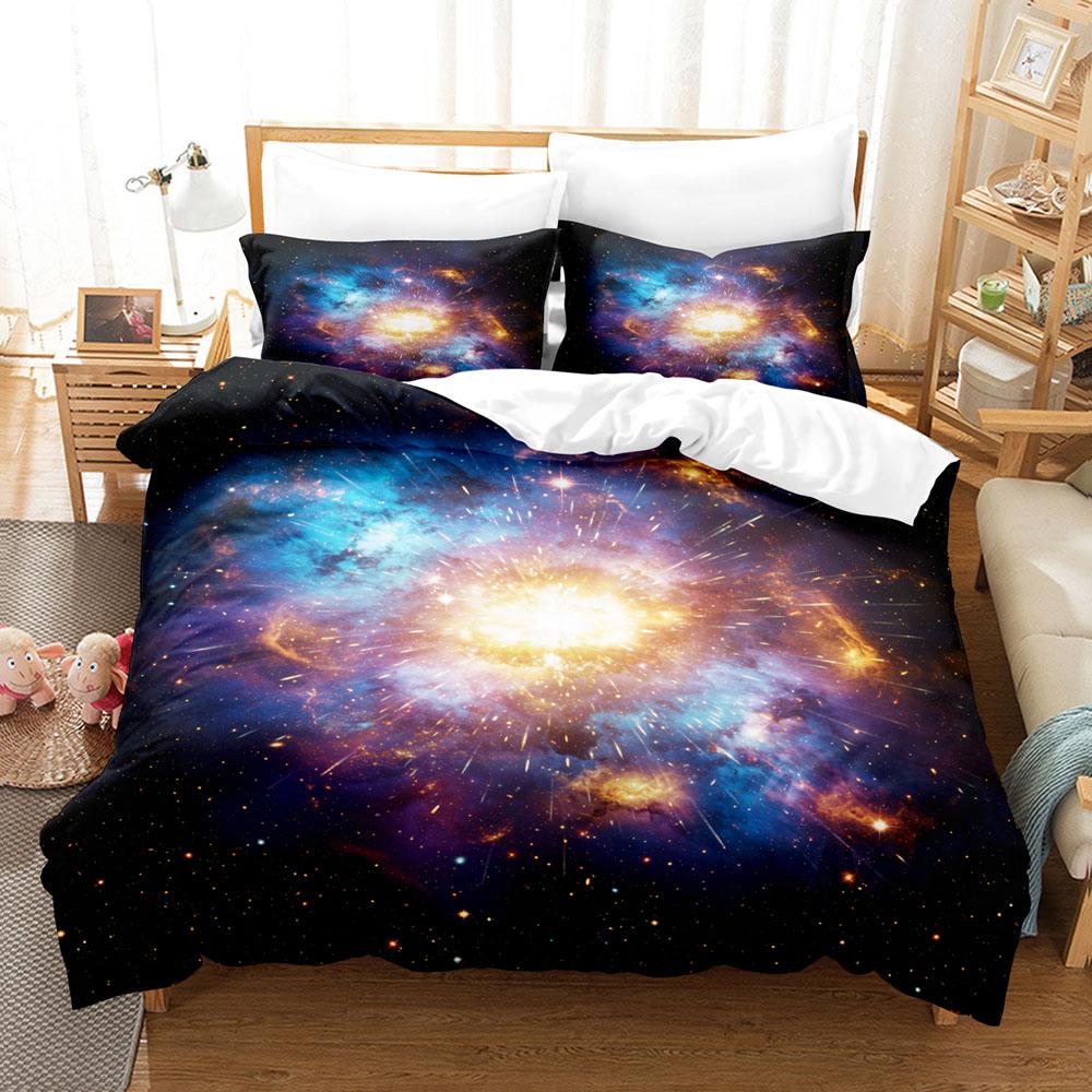 Galaxy Nebula 3D Bettwäsche-Set Sternenhimmel Bettbezug-Set King Queen Twin Double Bettdeckenbezug-Set für Zuhause und Dekoration US Twin(172x218cm) von Joom DACH