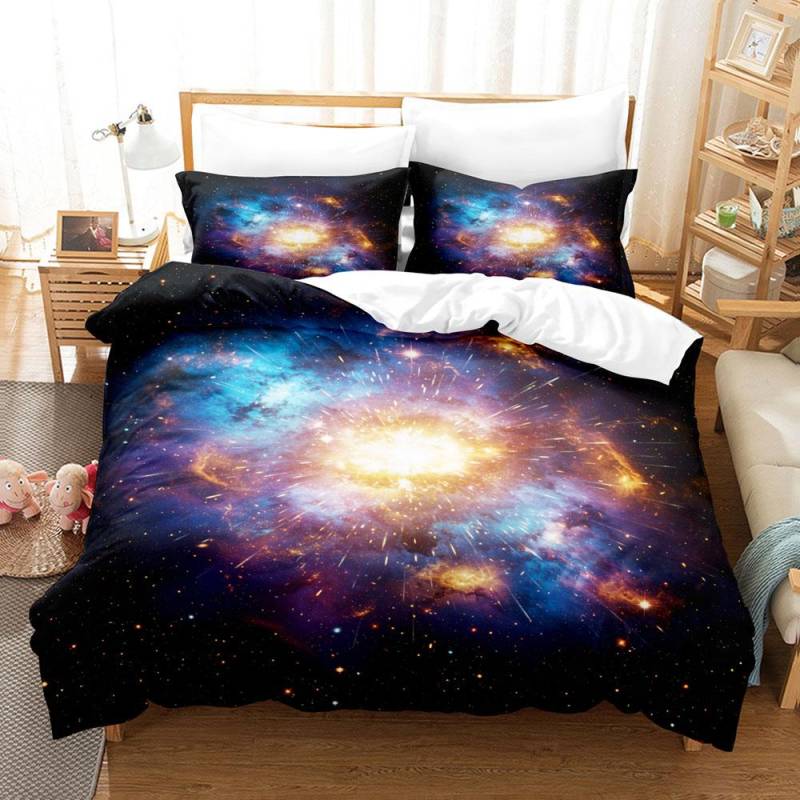 Galaxy Nebula 3D Bettwäsche-Set Sternenhimmel Bettbezug-Set King Queen Twin Double Bettdeckenbezug-Set für Zuhause und Dekoration US Twin(172x218cm) von Joom DACH