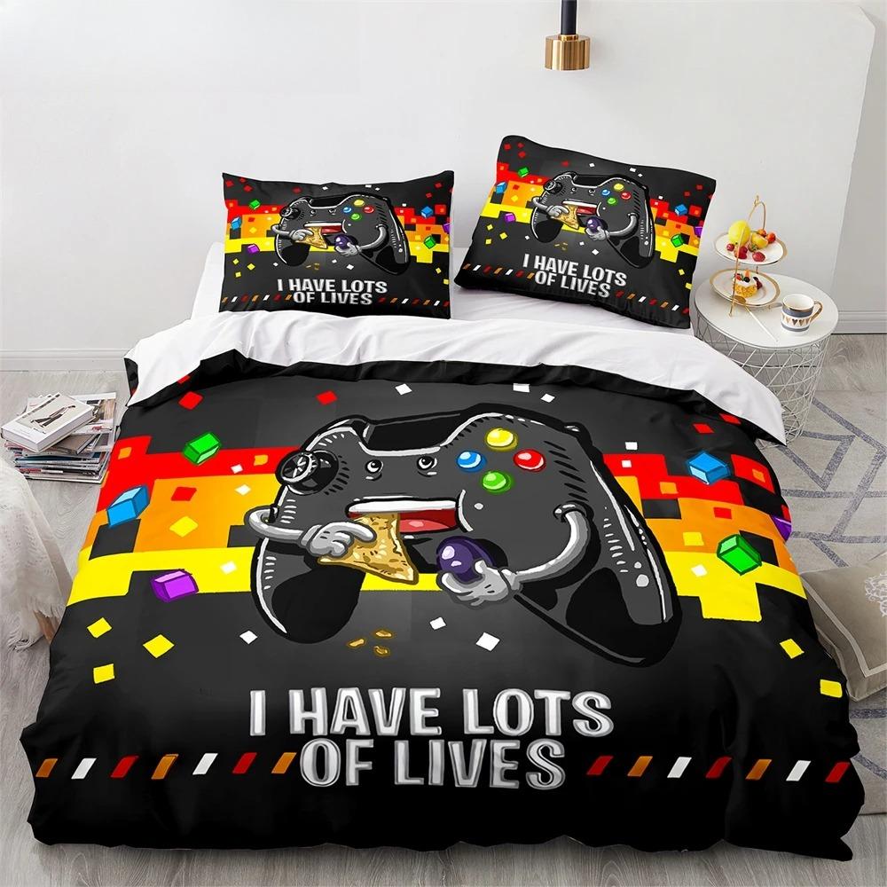 Game Königin König Bettbezug 3D Schwarz Game Controller Bettwäsche-Set für Kinder Jugendliche Jungen Mann Gamer Schlafzimmerdeko Bettdeckenbezug Kissenbezug 70x133cm 2pcs von Joom DACH