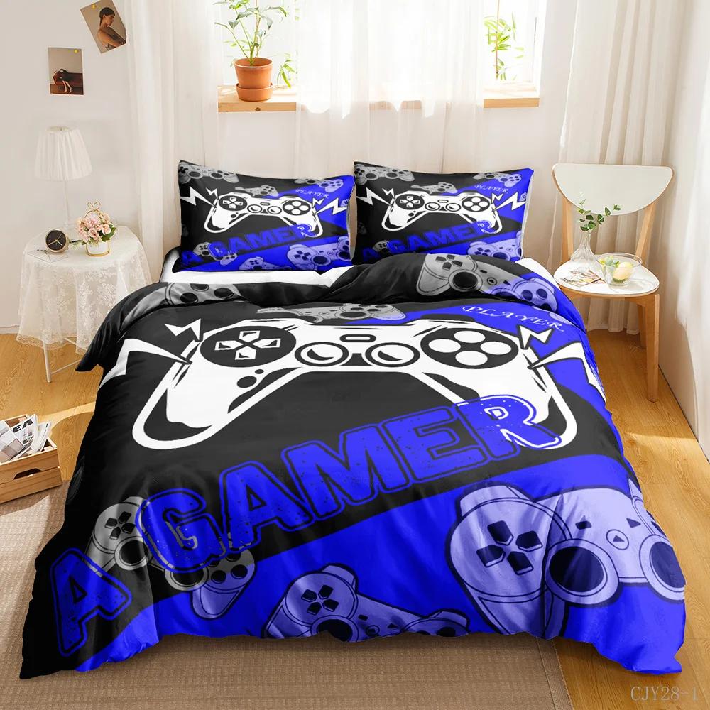 Gamer Bettbezug Set Kinder Jungen Jugendliche Videospiel Controller Gamepad Bettwäsche Set Doppel Queen King Size Polyester Steppdecke Bezug EU single(135x200cm) von Joom DACH