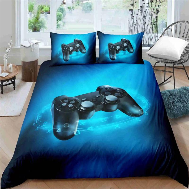 Gamer Bettwäsche-Set für Schlafzimmer Weiche Moderne Gamepad Tagesdecken Bequeme Kinder Bettbezug Videospiel Steppdeckenbezug und Kissenbezug 135x200cm 2pcs von Joom DACH