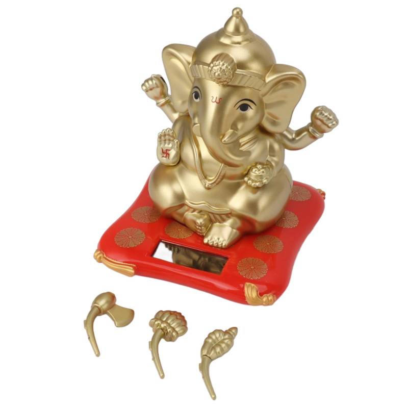 Ganesha Elefantengott Statuen Solarbetriebene indische Ganesha Idol Figur für Auto Armaturenbrett Zuhause gold von Joom DACH