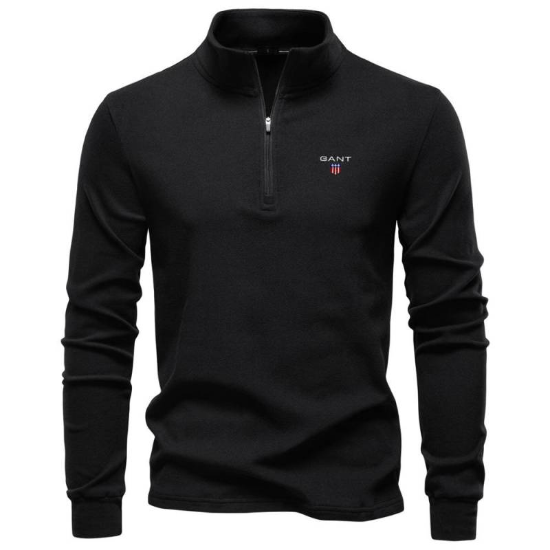Gant 2025 Herbst/Winter Bestickt Neu Groß Herren Stehkragen Halber Reißverschluss Langarm Deutsch Samt Warmes Basis-Sweatshirt XL schwarz von Joom DACH