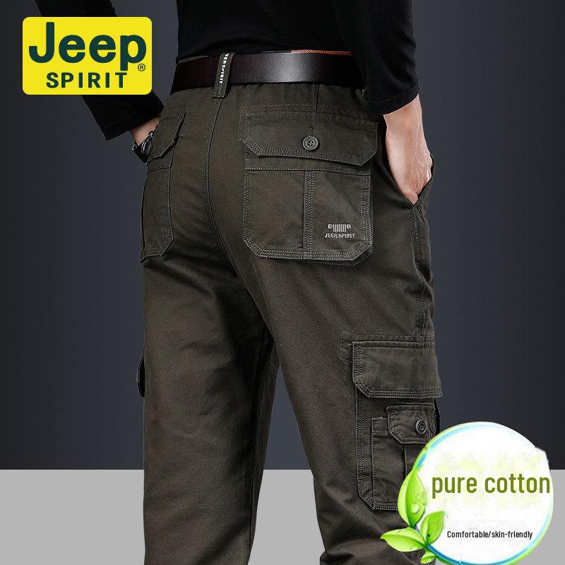 Ganzjährige Outdoorhose für Herren mit vielen Taschen und geradem Bein aus dickem Samt 38 von Joom DACH