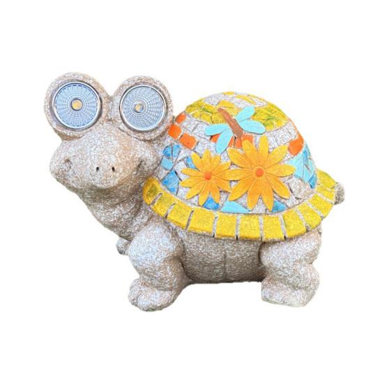 Garten Schildkröten Statue Schildkröten Skulptur mit Solarleuchten Outdoor Blumen Schildkröten Ornament für Hof Rasen Dekoration Einweihungsgeschenk Tortoise von Joom DACH