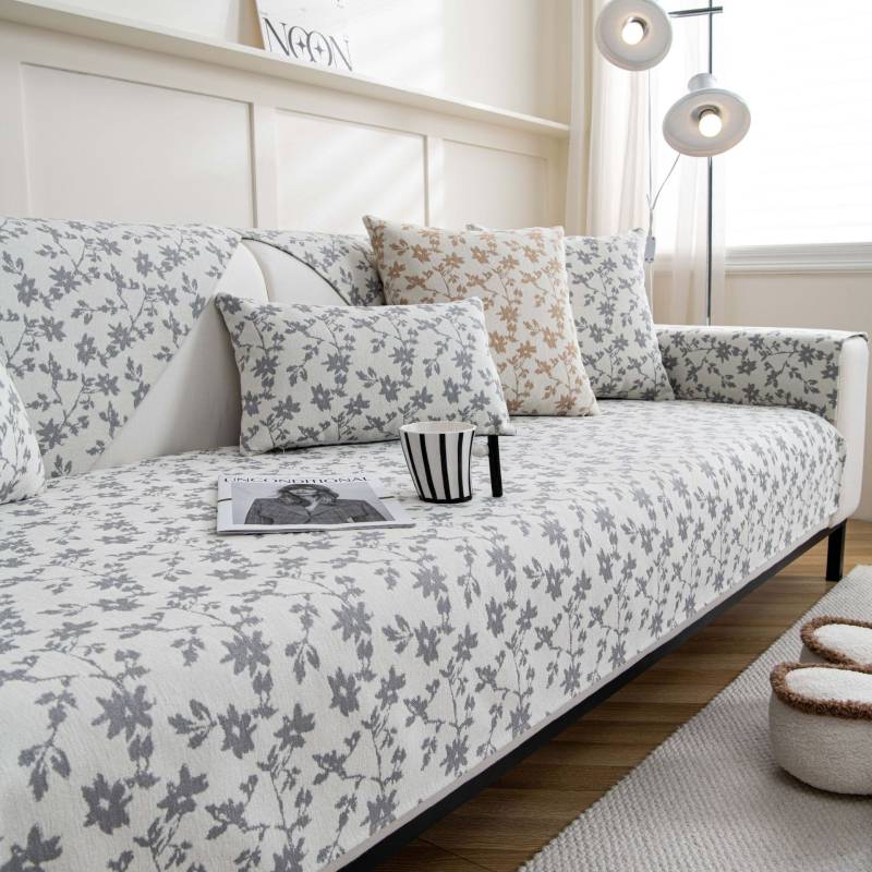 Gardenie Jacquard Sofakissen für Wohnzimmer Nordische Sofabezug Chenille Rutschfester Couchbezug Sofa Handtuch Heimschutz 70x70cm 1pcs von Joom DACH