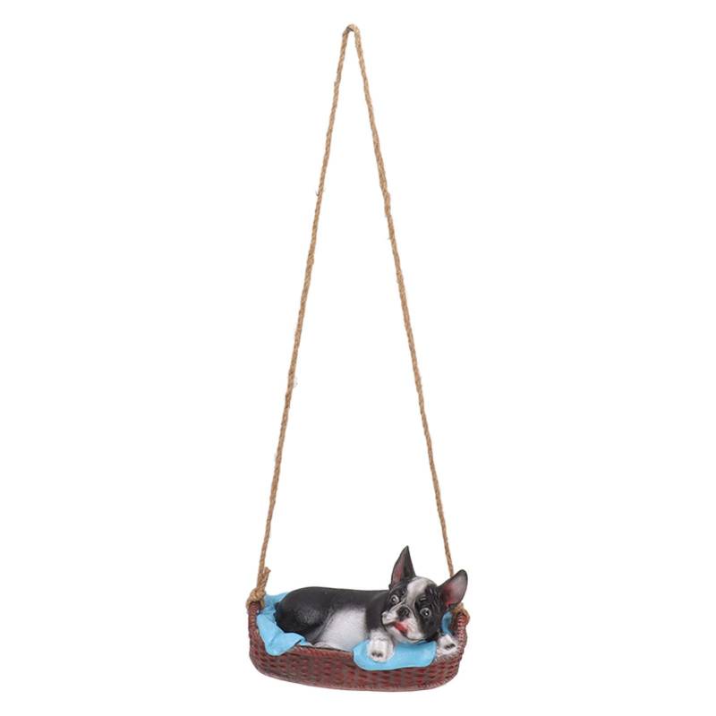 Garten Hund Statue Außen Harz Schaukel Ornament Hängende Dekoration Zuhause Bulldogge Tier Geschenk Grau schwarz von Joom DACH