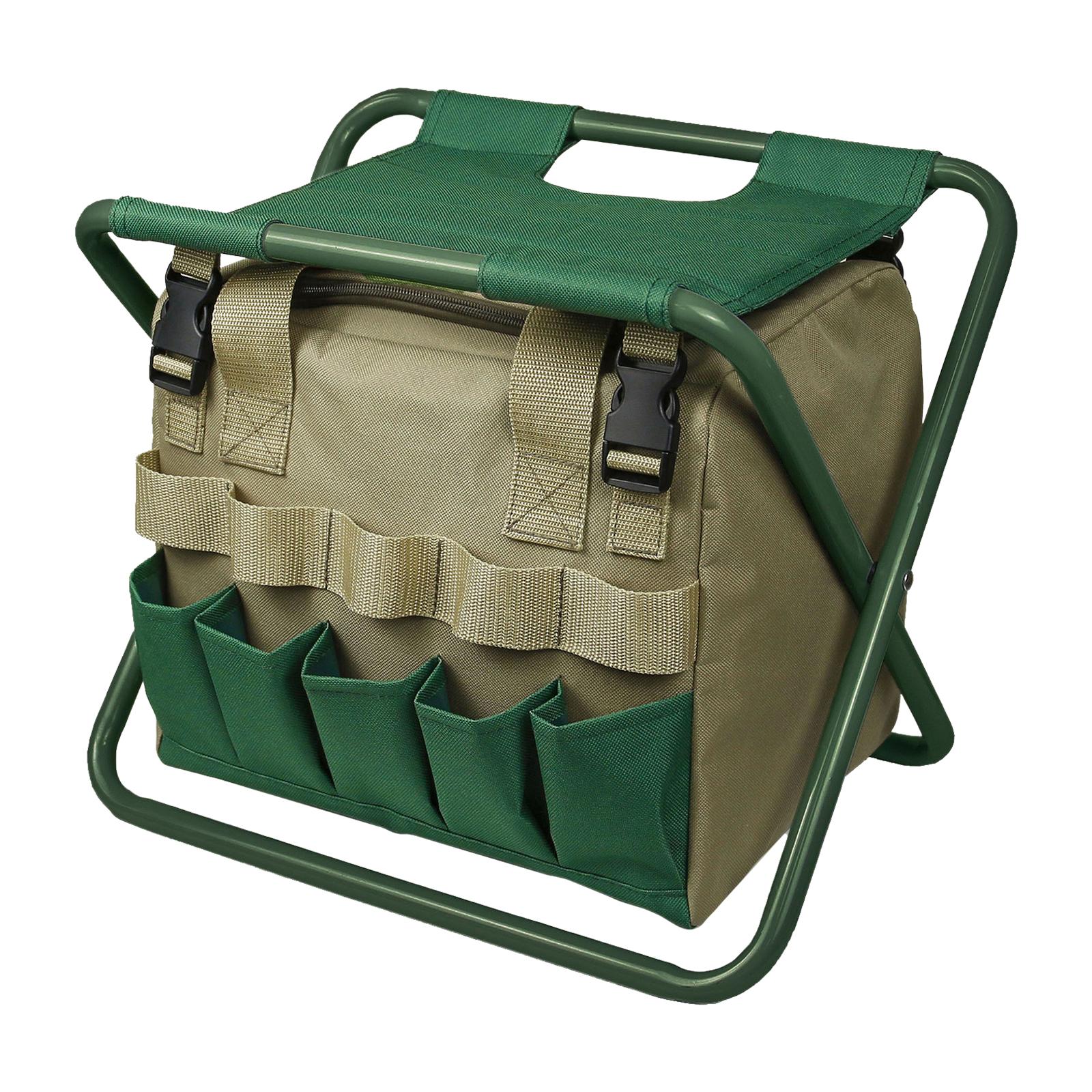 Garten-Tragetasche mit Klapphocker, Handwerkzeug-Aufbewahrungstasche, Garten-Werkzeug-Set, Organizer, Rasen, Hof grün von Joom DACH