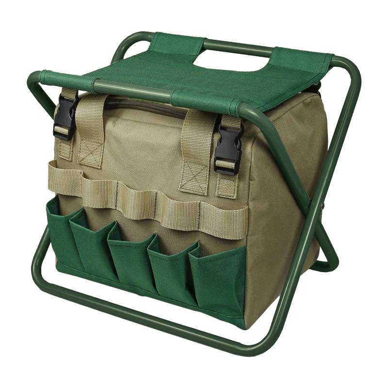 Garten-Tragetasche mit Klapphocker, Handwerkzeug-Aufbewahrungstasche, Garten-Werkzeug-Set, Organizer, Rasen, Hof grün von Joom DACH