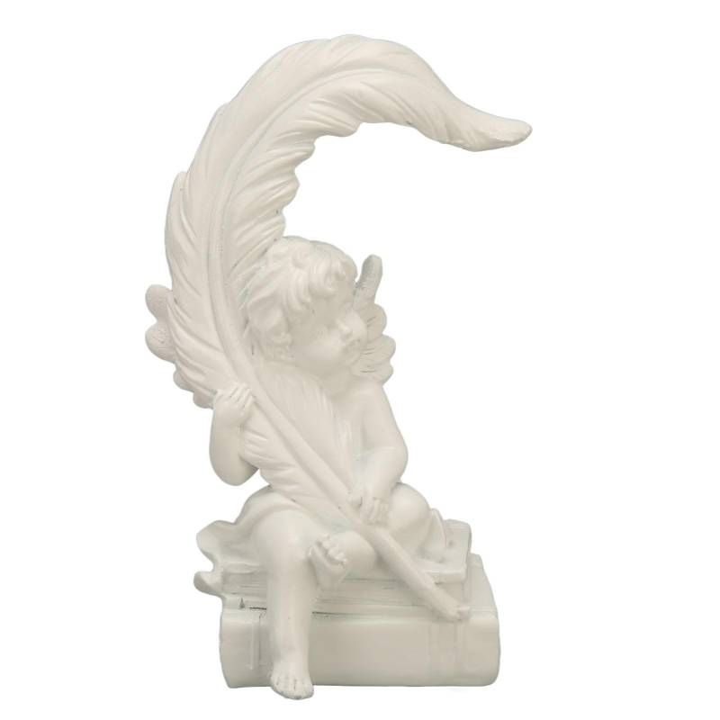 Gartenputten Statue Harz Entzückender Lebhafter Ausdruck Hochglänzend Weiß Puttenfigur Statue von Joom DACH