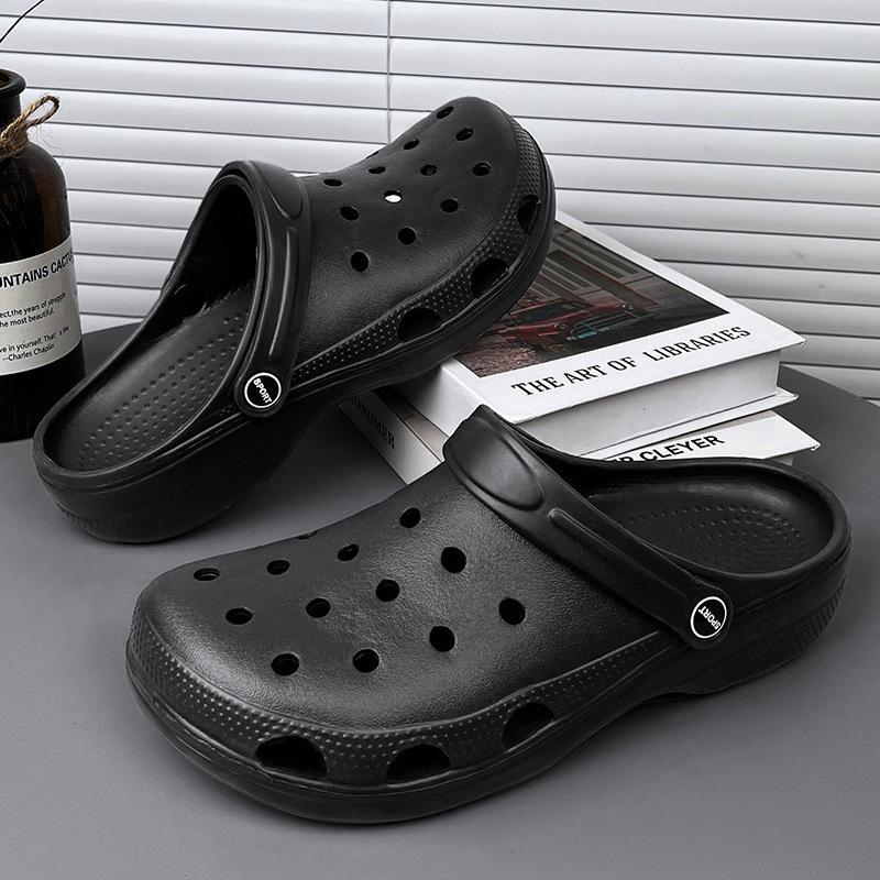 Gartenschuhe Damen Höhlenschuhe Herren Sandalen Mop,Sommer Neue Einfarbige Sandalen Paar Baotou Strandschuhe 43 schwarz von Joom DACH