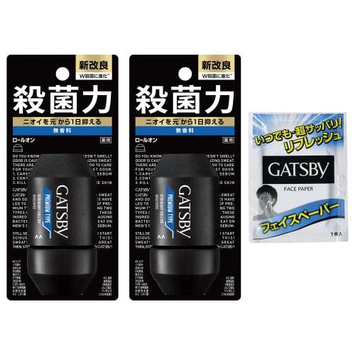 Gatsby Premium Typ Deodorant Roll-on Herren Antitranspirant Achselschweißprävention Unparfümiert Set 60ml x 2 + Probe 1 Gesichtsreinigungstuch von Joom DACH