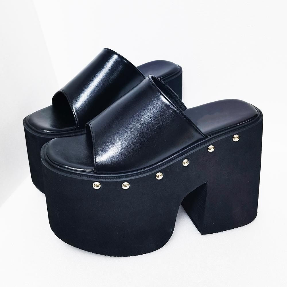 Gdgydh Beliebte Sandalen im europäischen und amerikanischen Stil mit dicker Sohle und Keilabsatz für Damen, Plateau-Slipper für den Außenbereich, Schwarz 42 schwarz von Joom DACH