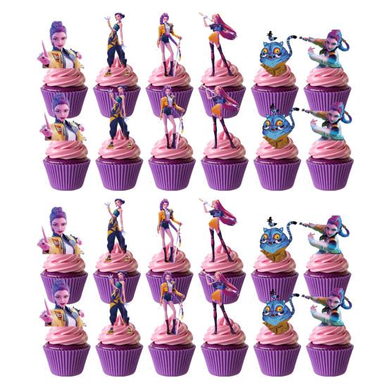 Geburtstagsparty Deko Set Themenbanner Kuchenaufsätze & Spiralballons für K-POP Musik Tanz Thema Feier Rosa Mädchen Partyzubehör C von Joom DACH