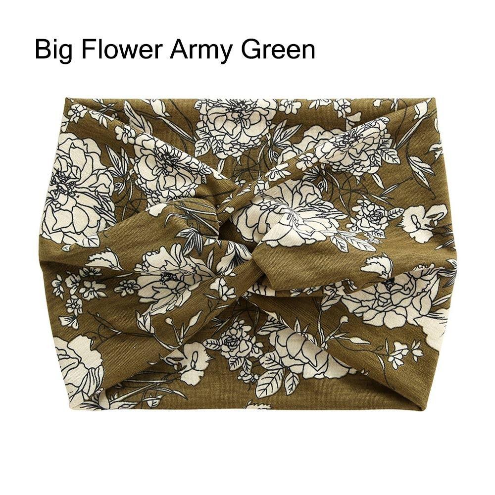 Gedrehte, extra große Yoga-Haarbänder, Turban-Kopfwickel für Frauen, Workout-Stirnband, breite Stirnbänder Big Flower Army Green von Joom DACH