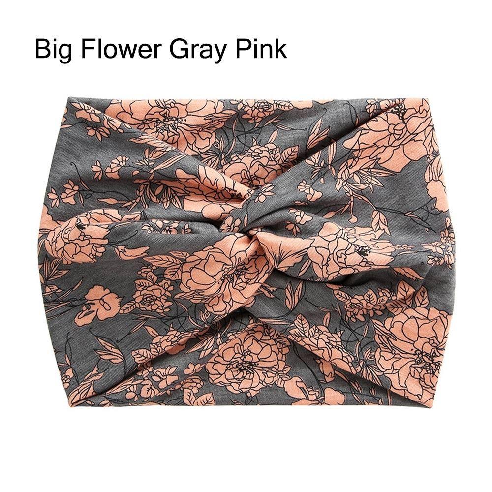 Gedrehte, extra große Yoga-Haarbänder, Turban-Kopfwickel für Frauen, Workout-Stirnband, breite Stirnbänder Big Flower Gray Pink von Joom DACH