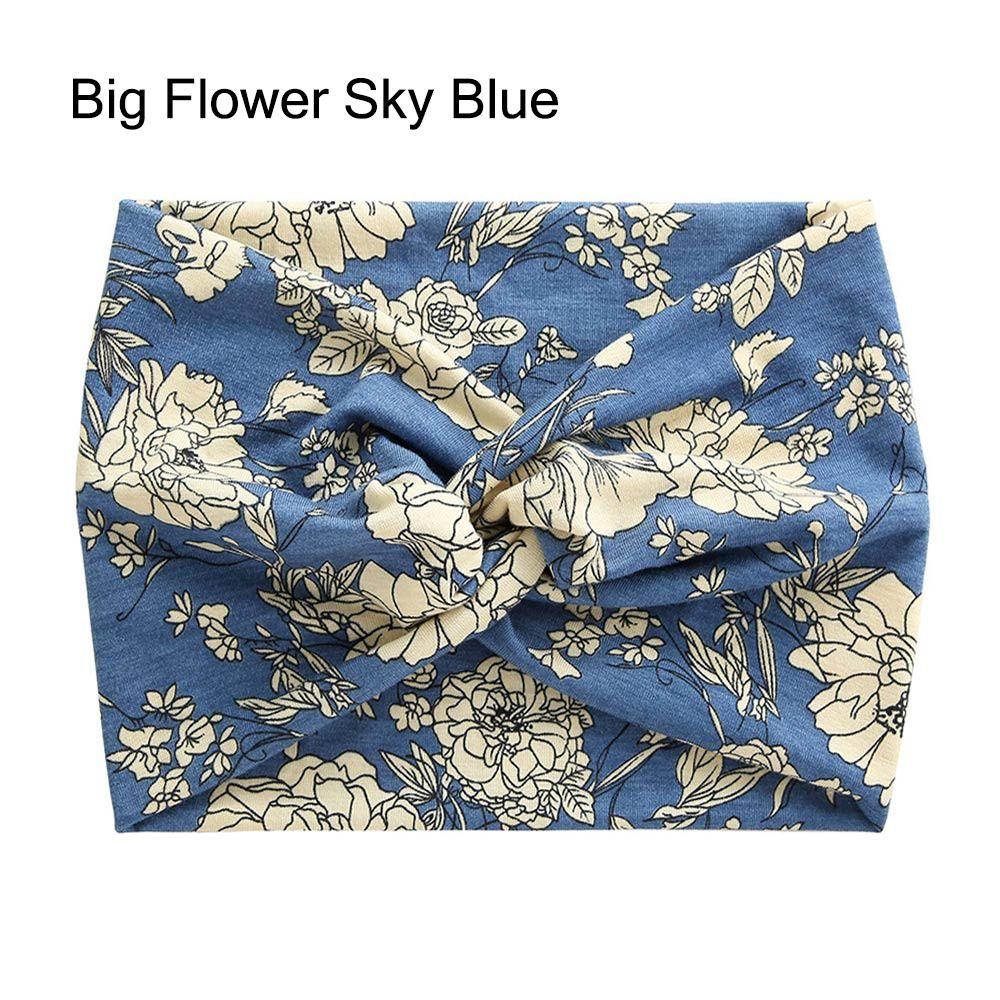 Gedrehte, extra große Yoga-Haarbänder, Turban-Kopfwickel für Frauen, Workout-Stirnband, breite Stirnbänder Big Flower Sky Blue von Joom DACH