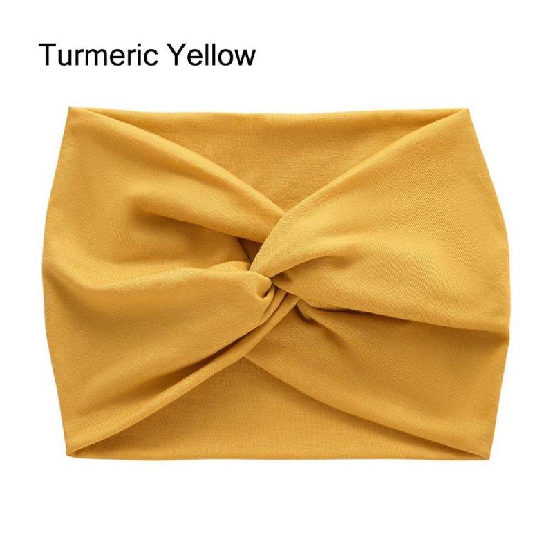 Gedrehte, extra große Yoga-Haarbänder, Turban-Kopfwickel für Frauen, Workout-Stirnband, breite Stirnbänder Turmeric Yellow von Joom DACH