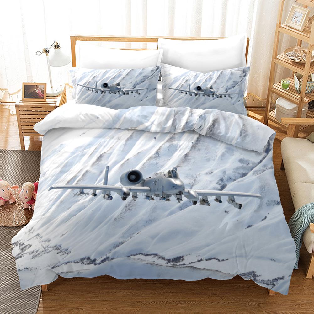 Gedrucktes 3D Flugzeug Bettwäscheset für Jungen Kinder Bettbezugsets 100% Baumwolle Schlafzimmerset Bettwäsche Ropa De Cama Einzelbett Doppelbett Einzelbett 150x200cm 3pcs von Joom DACH