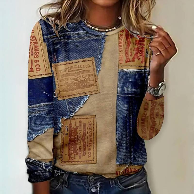Gefälschte Cowboys Splicing Print Langarm T-shirts 2024 Mode frauen T-shirt Tops Herbst Trend Frauen Kleidung Pullover 5XL Gefälschte Cowboys Splicing Print Langarm T-shirts 2024 Mode frauen T-shirt Tops Herbst Trend Frauen Kleidung Pullover 5XL von Joom DACH
