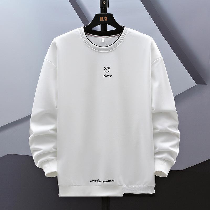 Gefälschte Zwei Stücke Gespleißt Pullover Herren Kleidung Koreanische Einfarbig Frühling Herbst Alle-spiel Casual Patch Designs Sweatshirts Neue tops 8XL weiß von Joom DACH